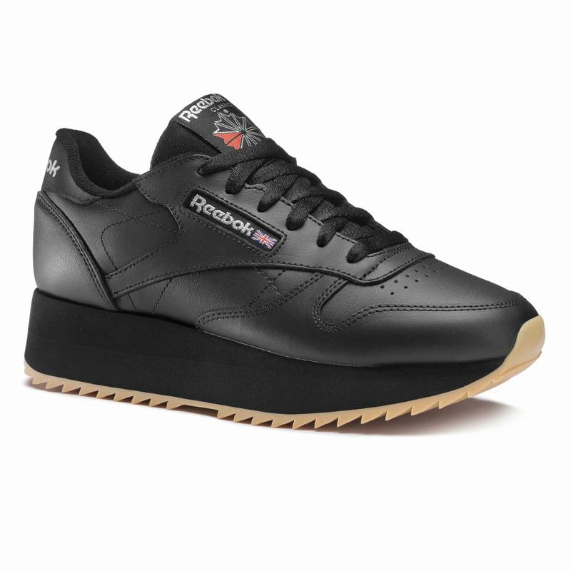 Tenisi Reebok Classic Leather Double Dama Negrii/Argintii Romania FI8520AP